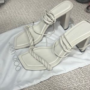 Jimmy Choo White Leather Sandal Heel